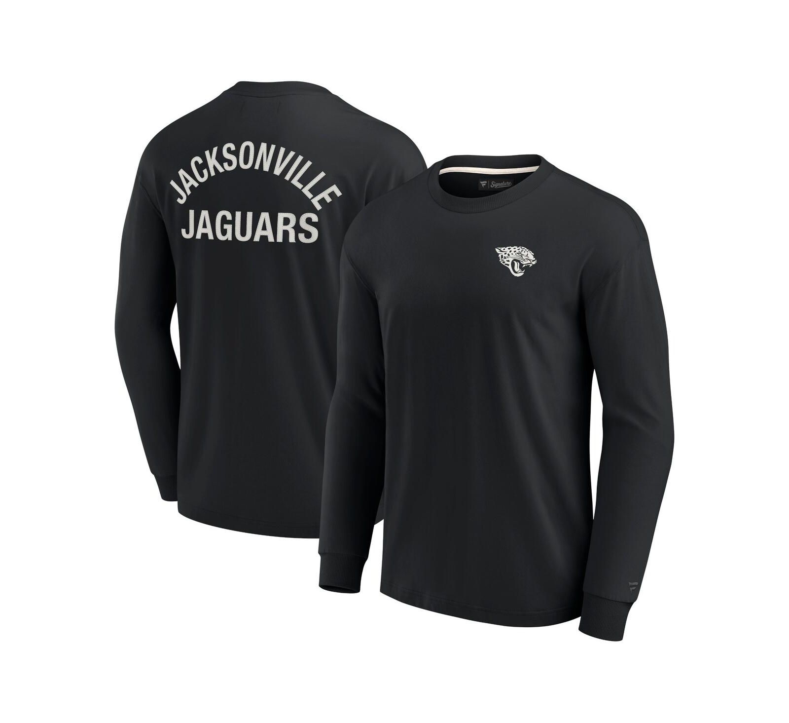 Мужская и женская футболка Fanatics Signature Black Jacksonville Jaguars, мягкая, с длинным рукавом