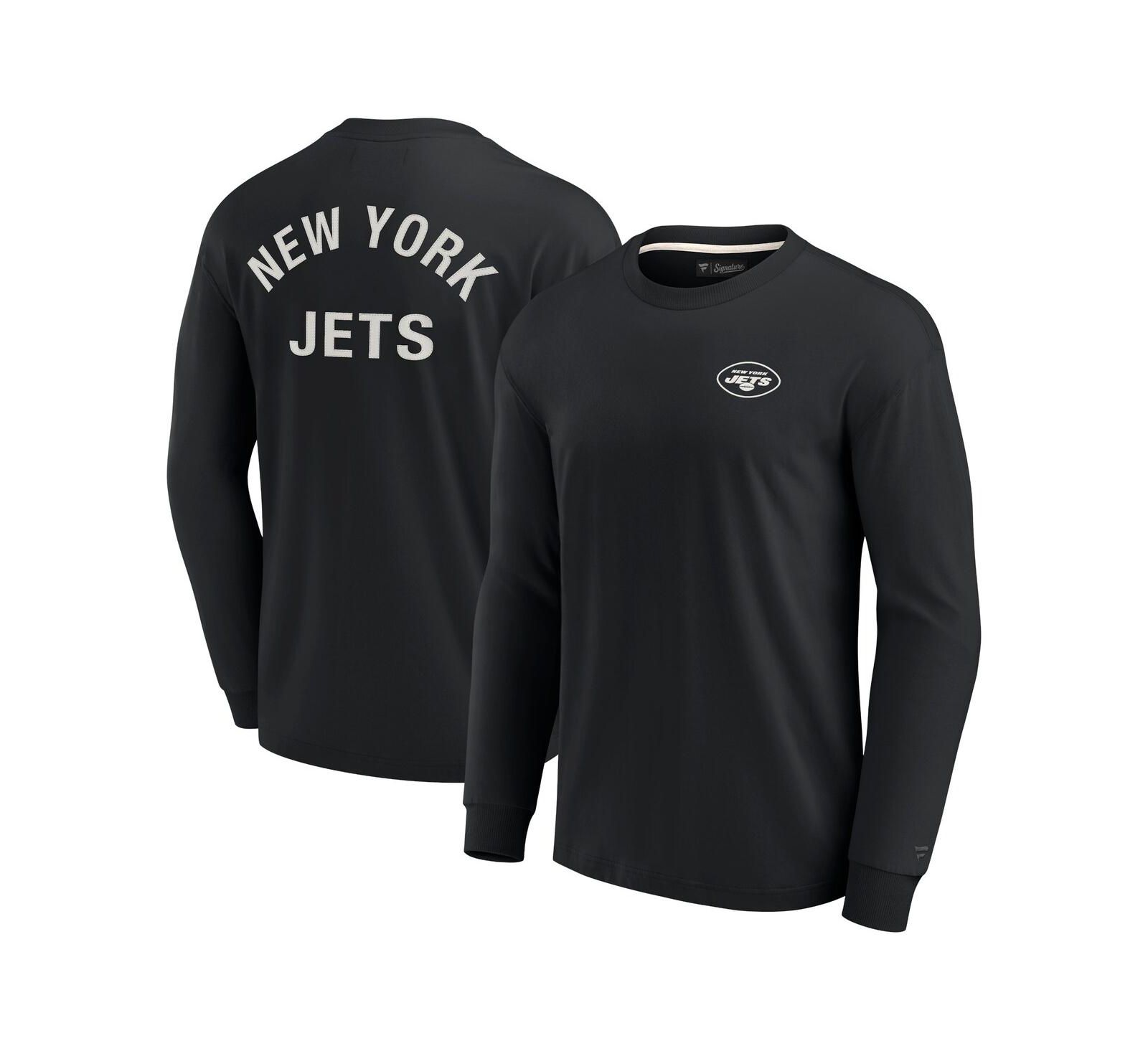 Мужская и женская футболка Fanatics Signature Black New York Jets Super Soft Long Sleeve