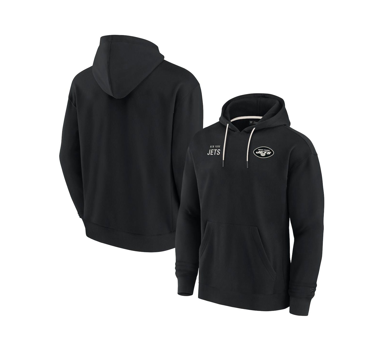 Мужской и женский худи Fanatics Signature Black New York Jets из мягкого флиса