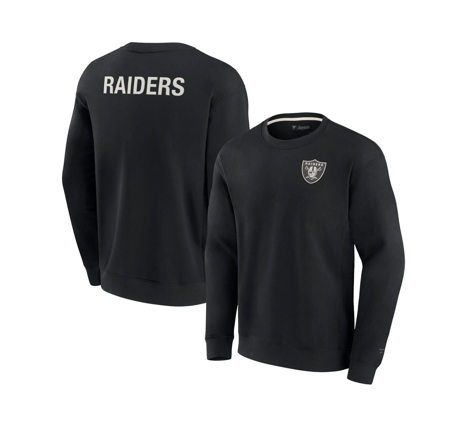 Men's and Women's Fanatics Signature Black Las Vegas Raiders Super Soft Pullover Crew Sweatshirt