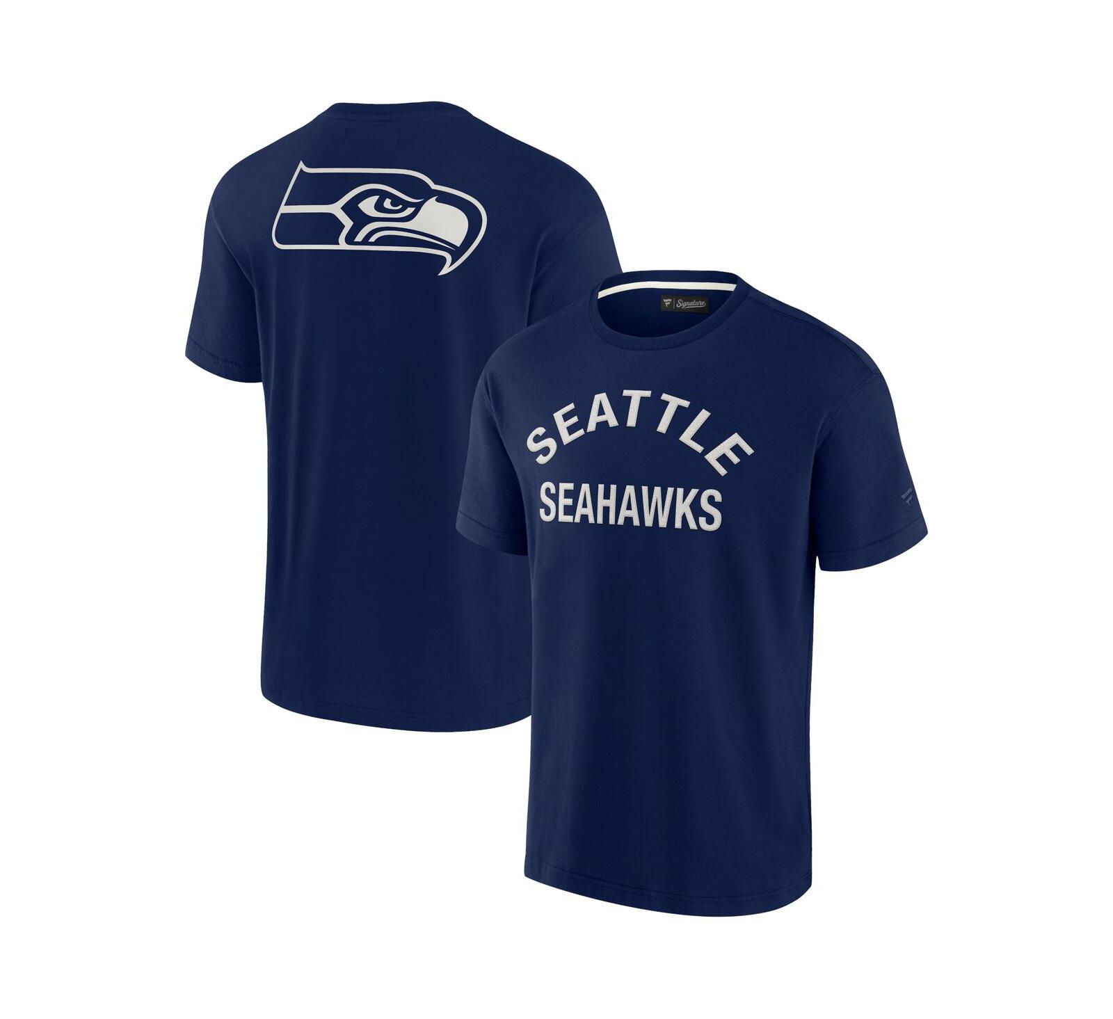 Men's and Women's Fanatics Signature Navy College Seattle Seahawks Super Soft Short Sleeve T-shirt