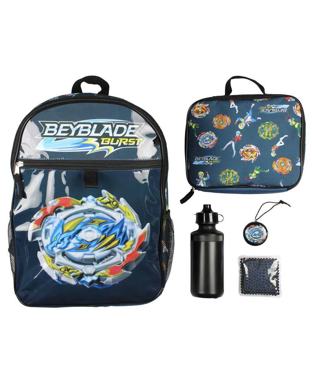 Beyblade Burst Spinner Tops  Backpack Lunch Bag Water Bottle Ice Pack 5 PC Mega Set 16"