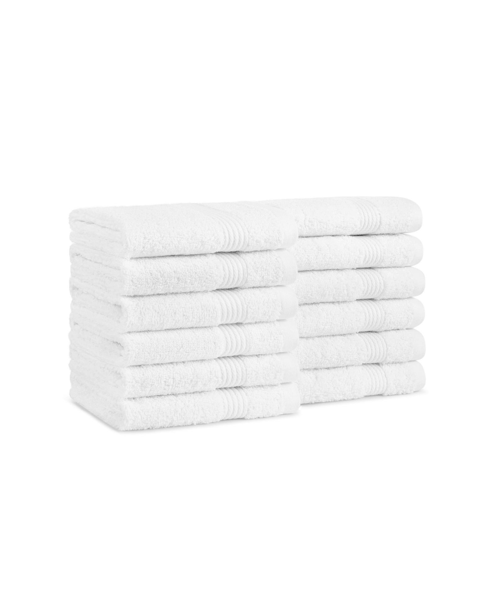 Arkwright Home 600 GSM Ringspun Cotton Washcloths, 12-Pack, 13" x 13" with Striped Dobby Border