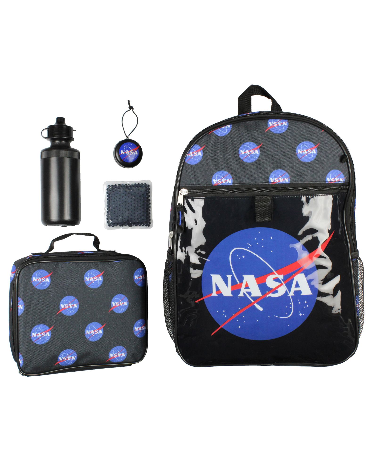NASA Meatball Logo Backpack Lunch Bag Water Bottle Squishy Toy Ice Pack 5 PC Mega Set 16"