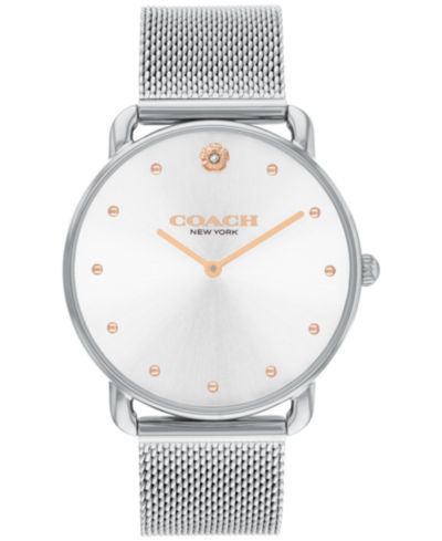 Часы COACH Women's Elliot Silver Stainless Steel Mesh Bracelet 36mm