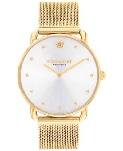 Женские часы COACH Elliot Gold-Tone Stainless Steel Mesh Bracelet 36mm