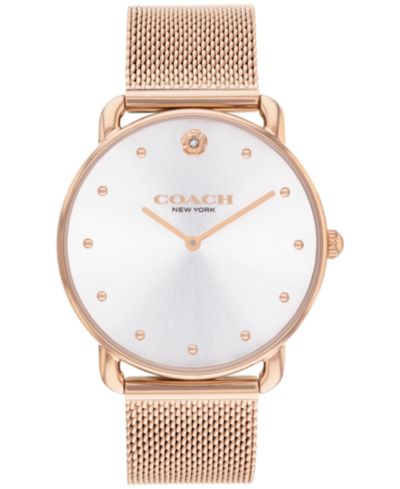 Женские часы COACH Elliot Rose Gold-Tone Stainless Steel Mesh Bracelet 36mm