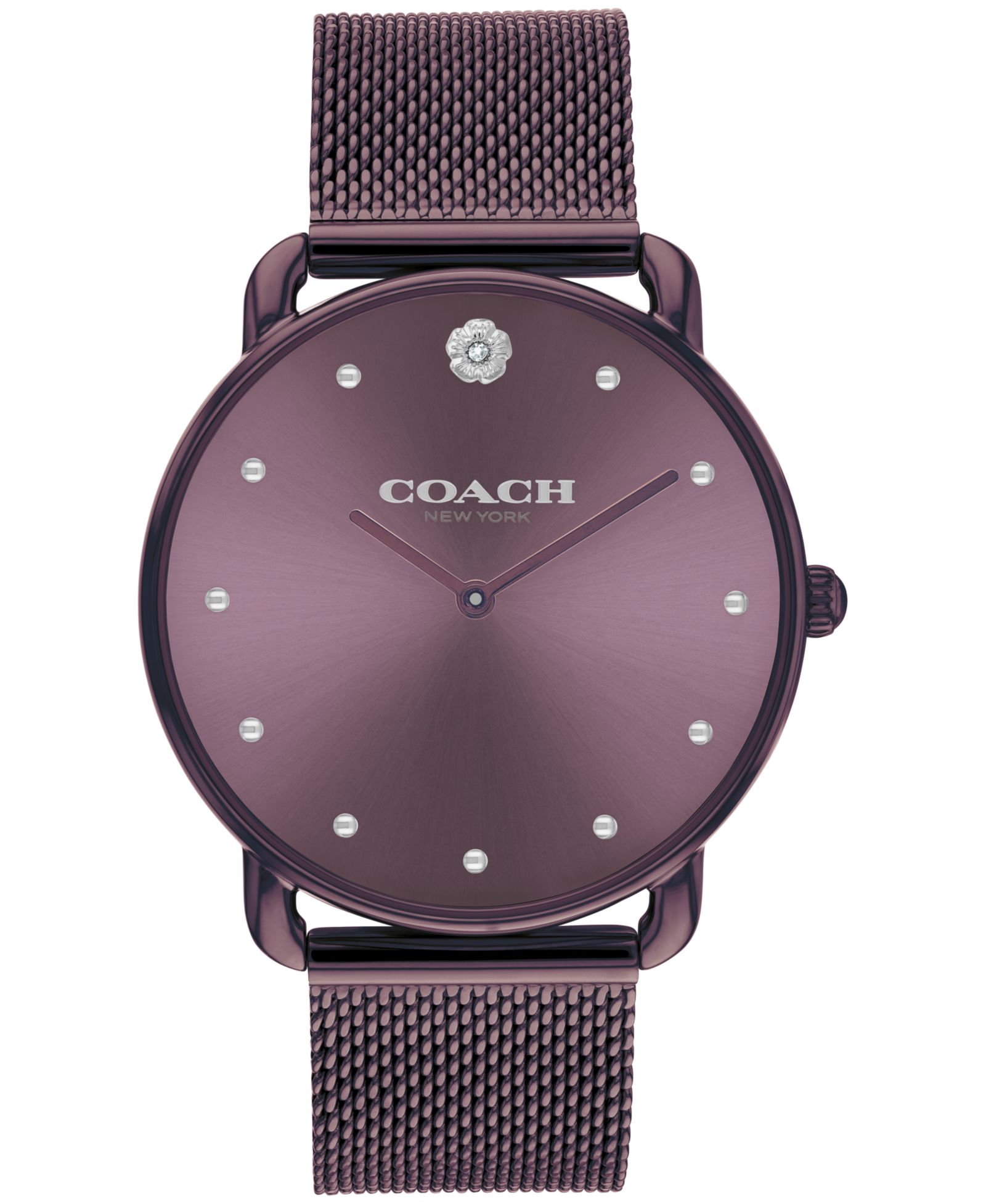 Часы COACH Women's Elliot Purple Stainless Steel Mesh Bracelet 36mm