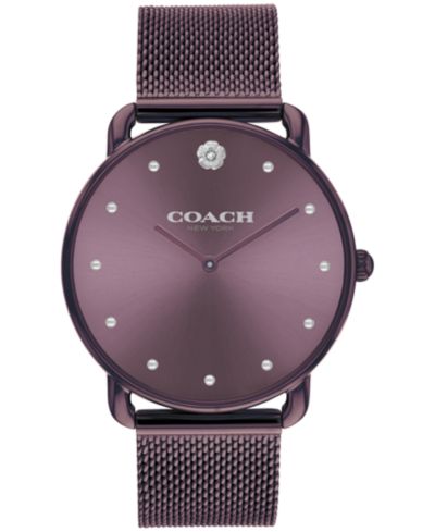 Часы COACH Women's Elliot Purple Stainless Steel Mesh Bracelet 36mm