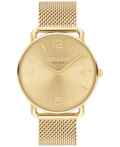 Часы COACH Unisex Elliot Gold-Tone Stainless Steel Mesh Bracelet, 41mm