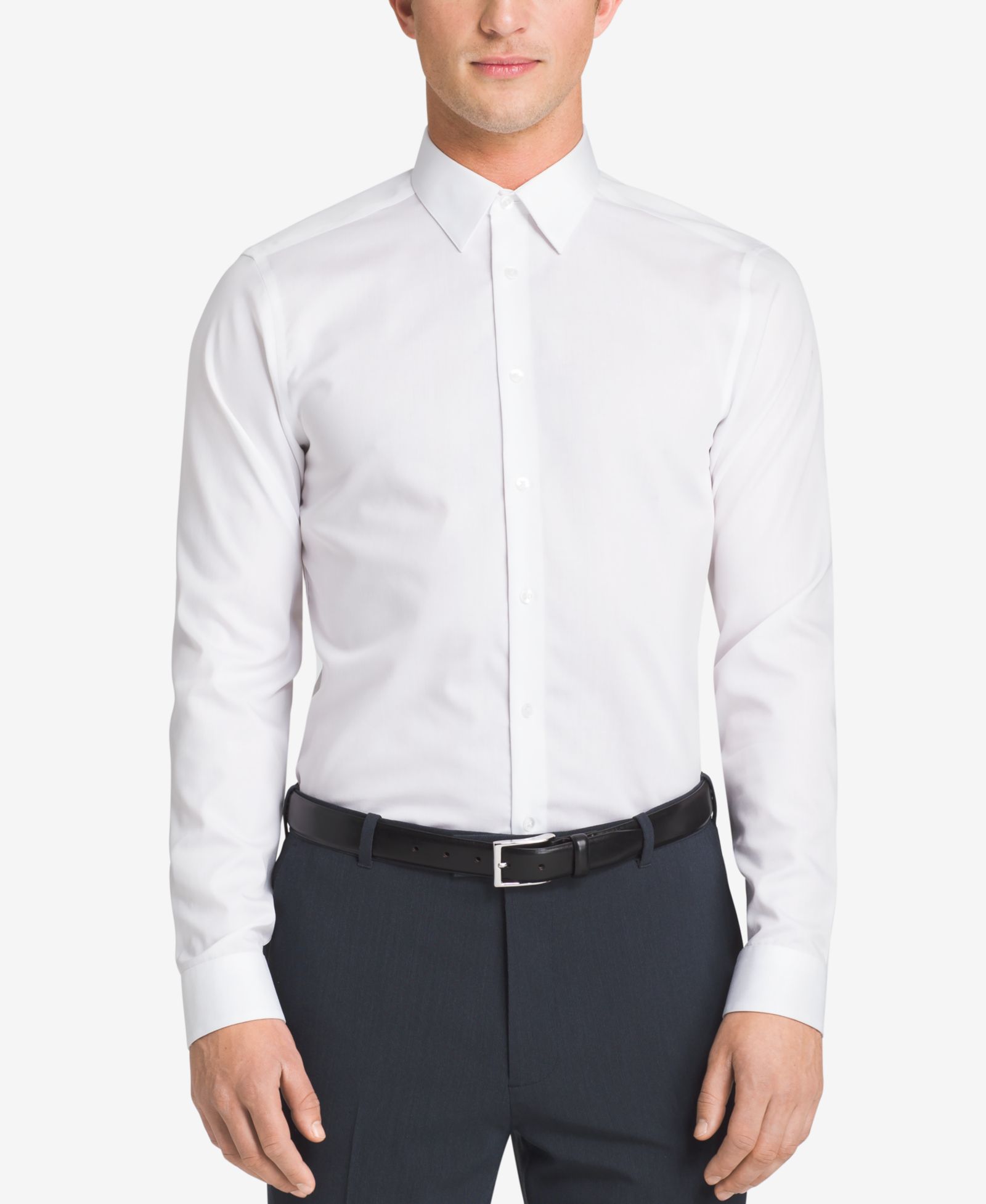 Calvin Klein Men's Performance Wrinkle Free Herringbone Slim Fit Dress Shirt