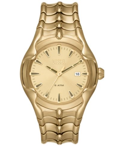 Мужские часы Diesel Vert Quartz Three Hand Date Gold-Tone Stainless Steel 44mm
