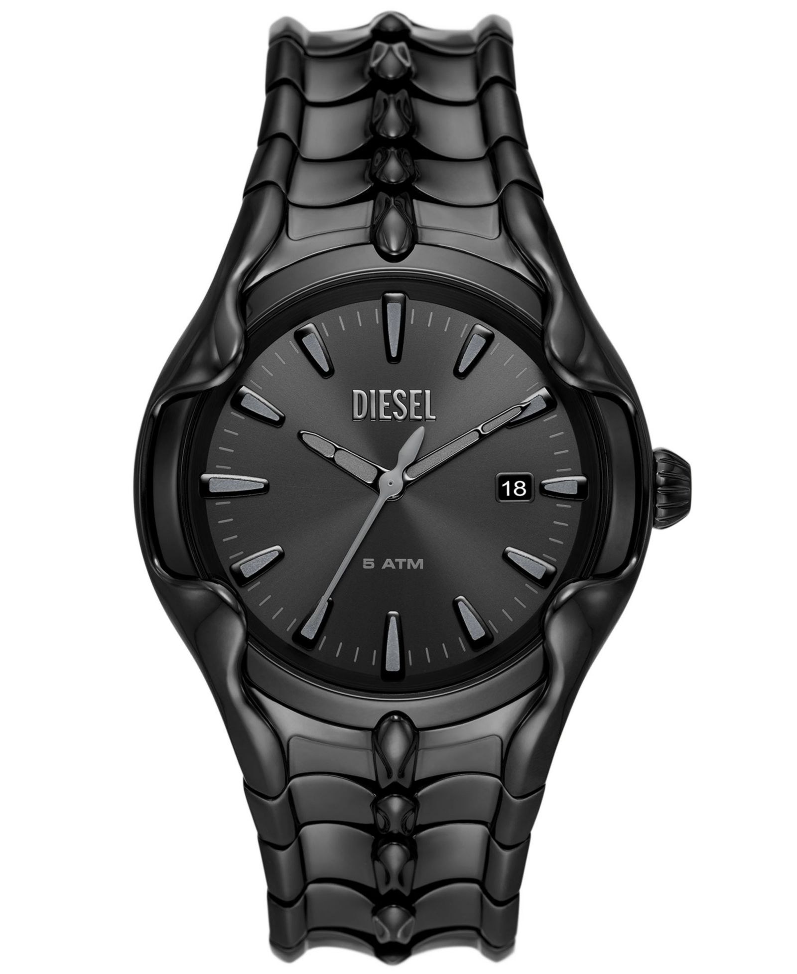 Мужские кварцевые часы Diesel Vert Black Stainless Steel 44mm