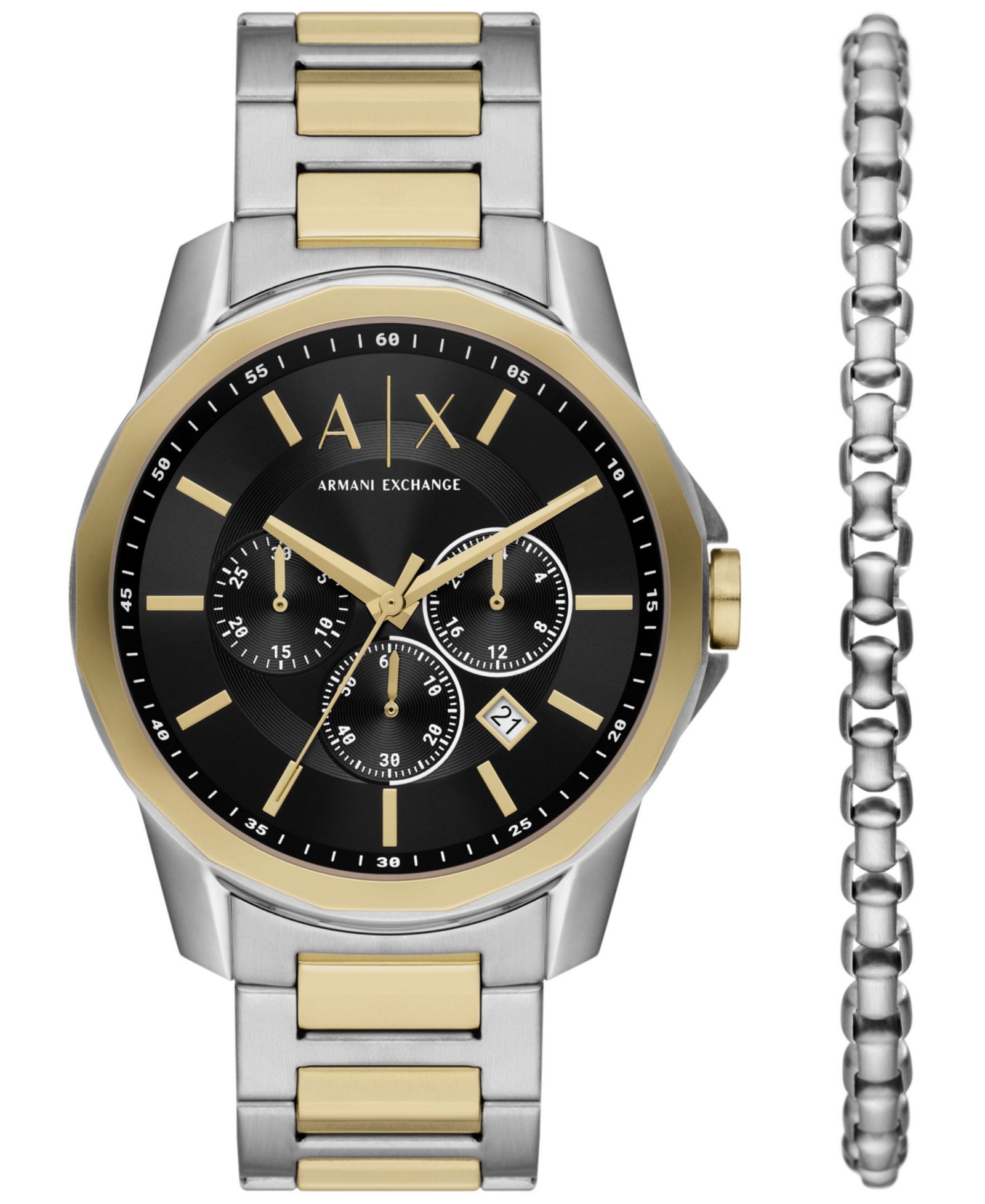 A|X Armani Exchange Мужские кварцевые часы Chronograph Multi из нержавеющей стали 44mm, 2 Pieces