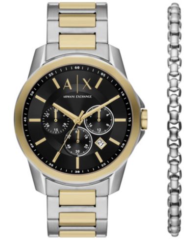 A|X Armani Exchange Мужские кварцевые часы Chronograph Multi из нержавеющей стали 44mm, 2 Pieces
