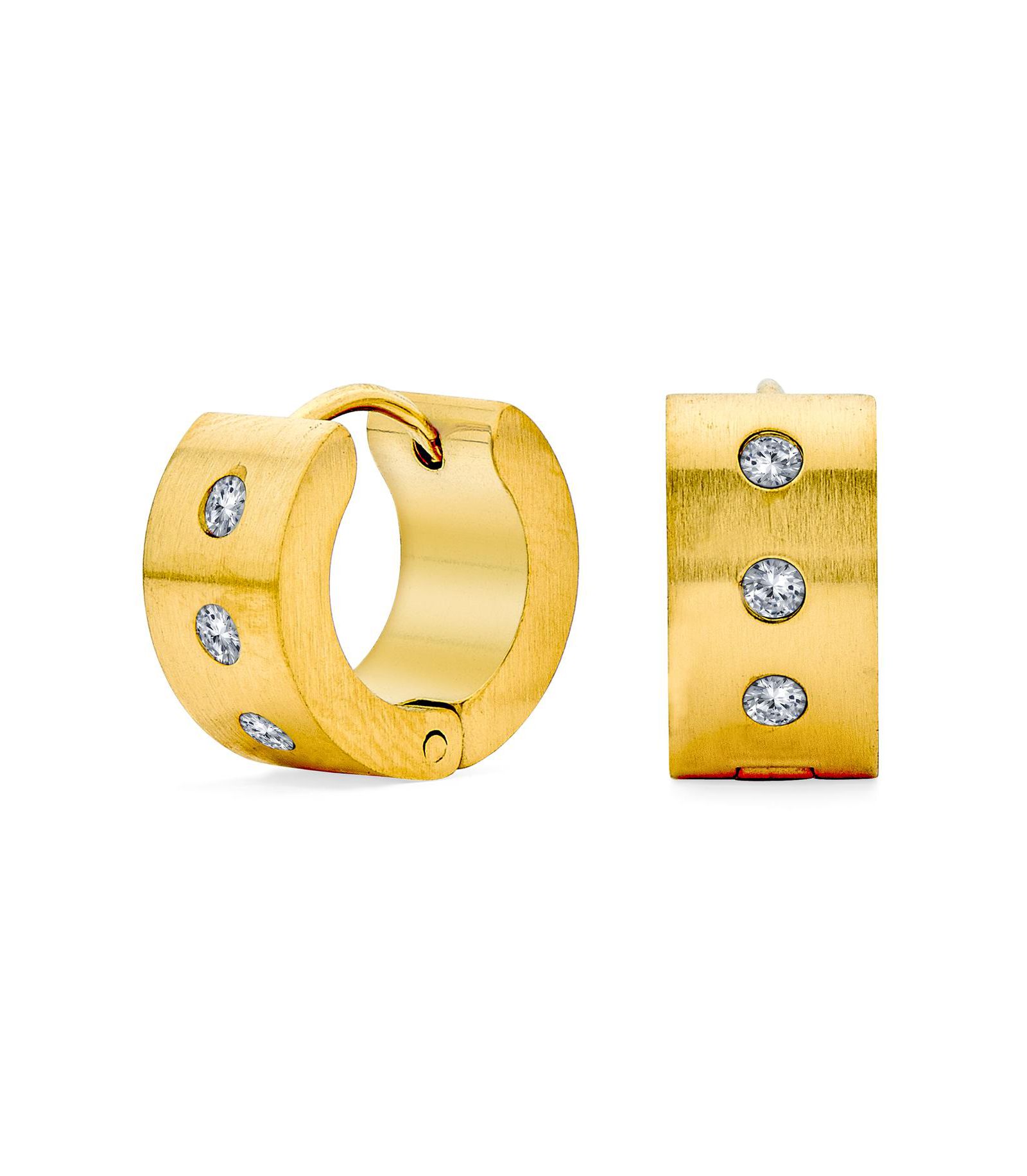 Bling Jewelry серьги-кольца с широким акцентом CZ из нержавеющей стали