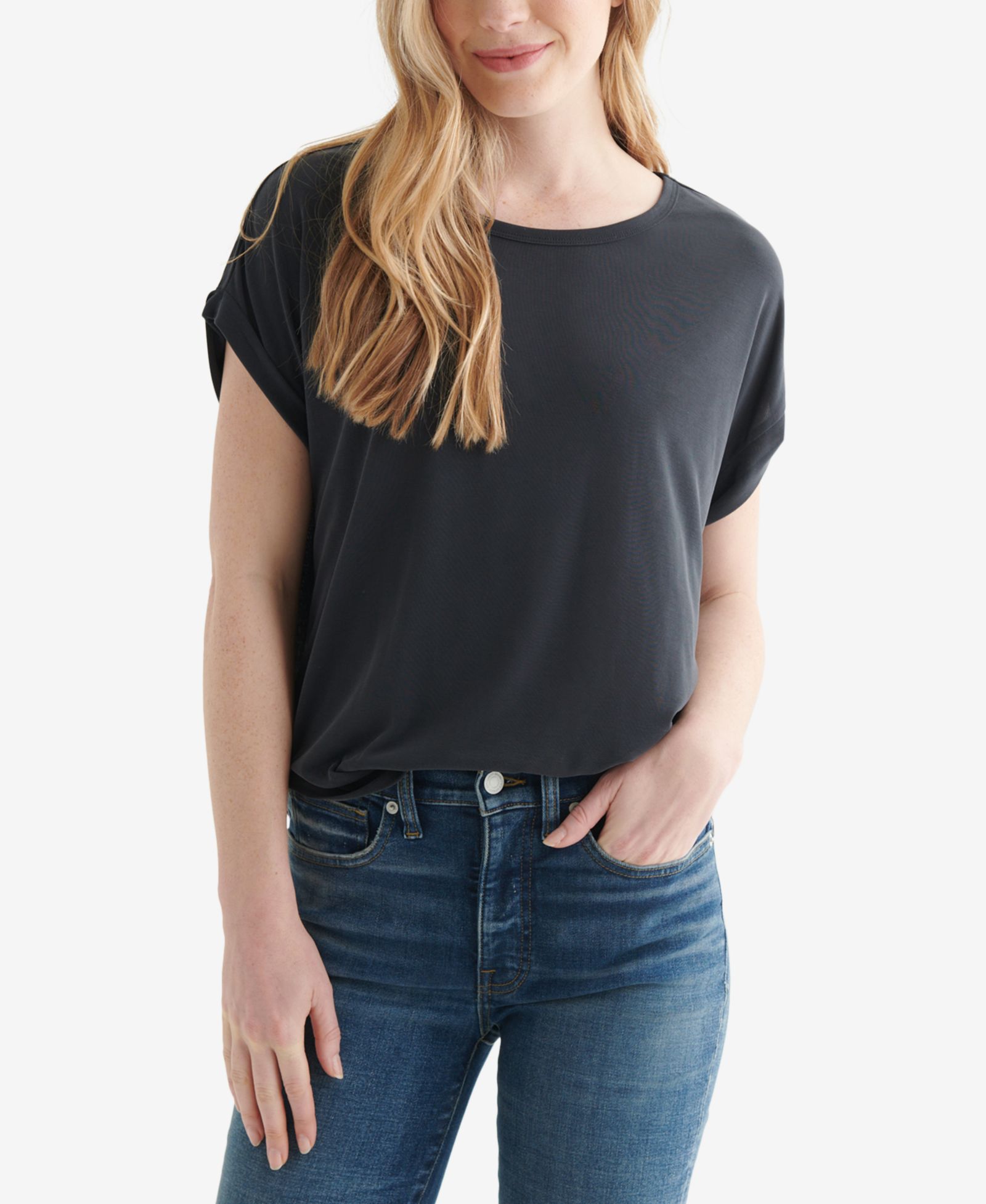 Lucky Brand Women's Short Sleeve Sandwash Dolman T-Shirt