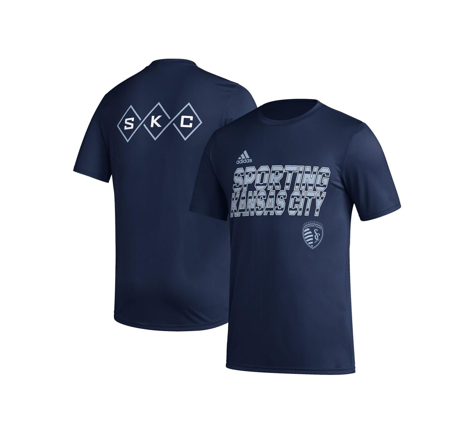 Men's adidas Navy Sporting Kansas City Team Jersey Hook AEROREADY T-shirt
