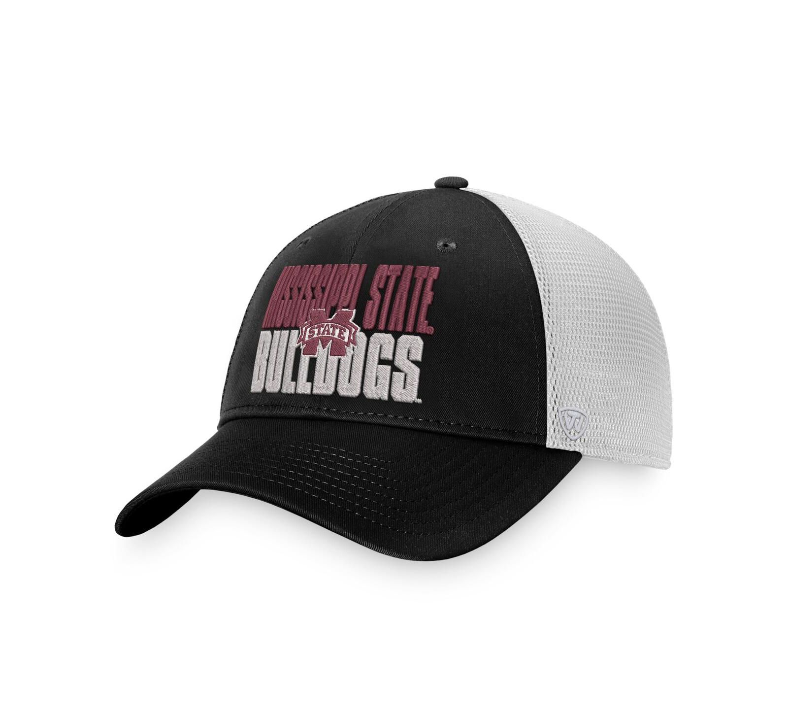Men's Top of the World Black, White Mississippi State Bulldogs Stockpile Trucker Snapback Hat