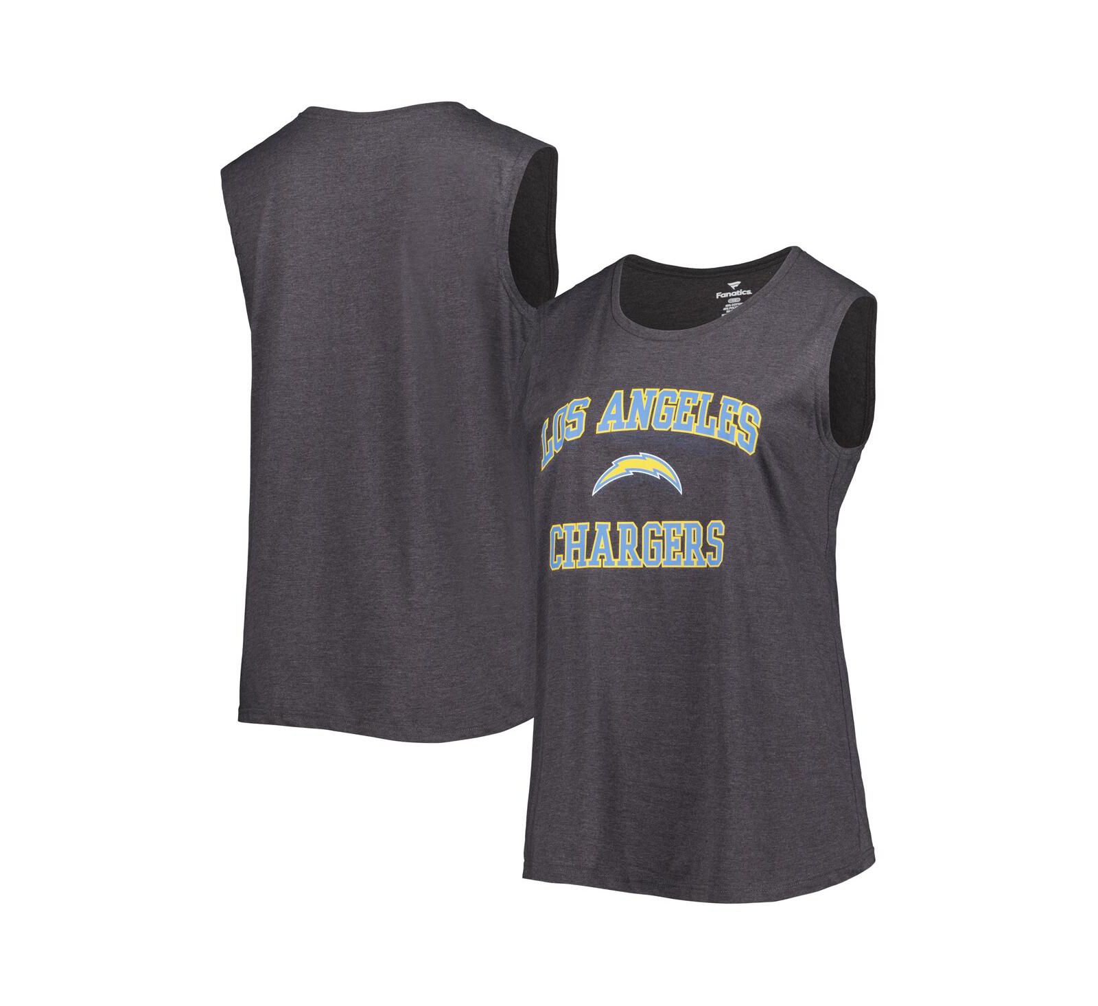 Женский топ Fanatics Heather Charcoal Los Angeles Chargers Plus Size Tank Top