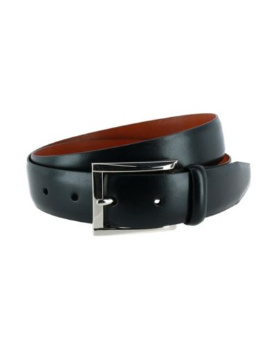 TRAFALGAR Men's Broderick 32mm Leather Dress Belt - Full Grain Leather, Classic Square Buckle