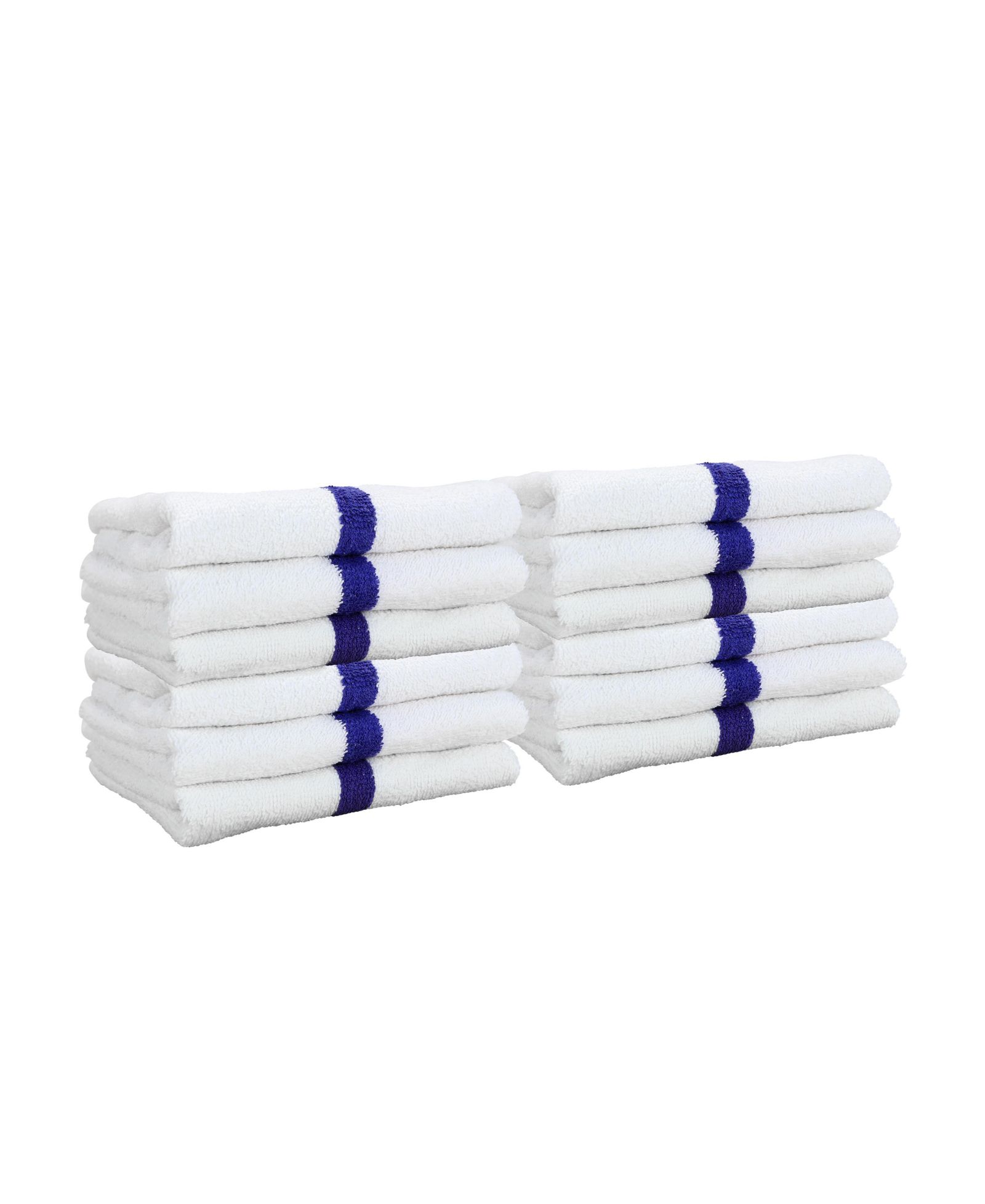 Power Gym Hand Towels (12 Pack),  16x27, White with Colored Stripe, 100% Ring-Spun Cotton