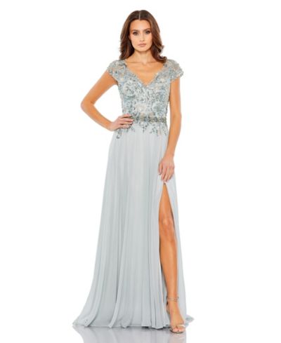 Mac Duggal Женское нарядное платье с декором, открытыми плечами и струящимся силуэтом