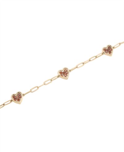Garnet Heart Cluster Ankle Bracelet (3/4 ct. t.w.) in 14k Gold-Plated Sterling Silver