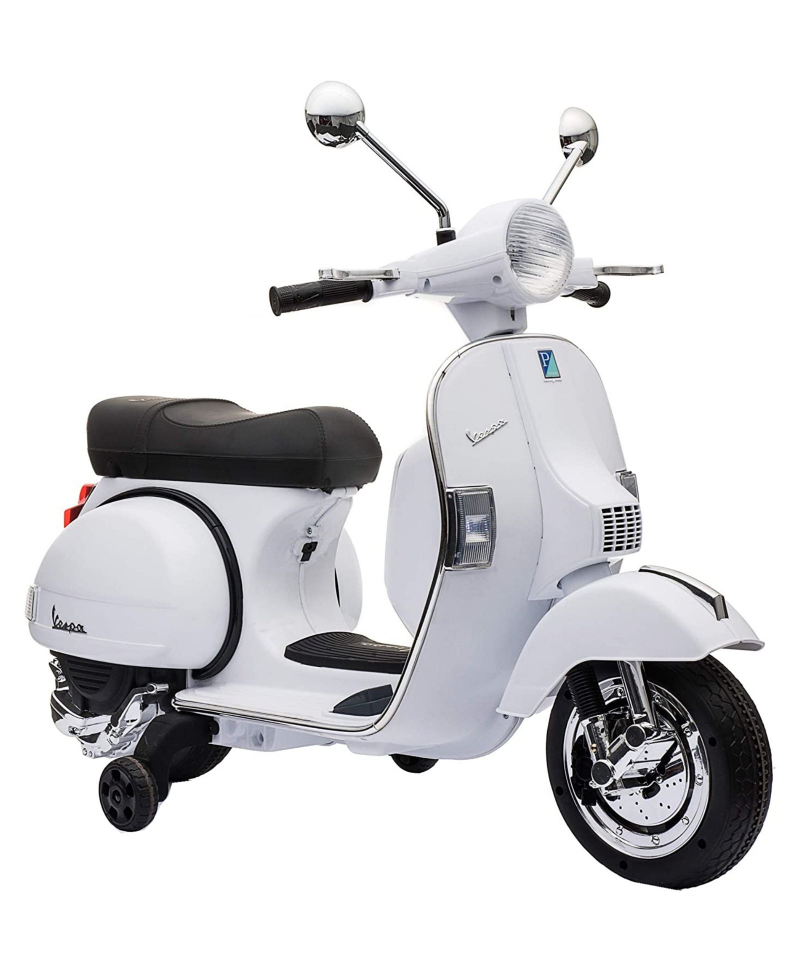 Best Ride On Cars Vespa 12V Powered Leather-Seat Ride-On Scooter, Ages 3-6