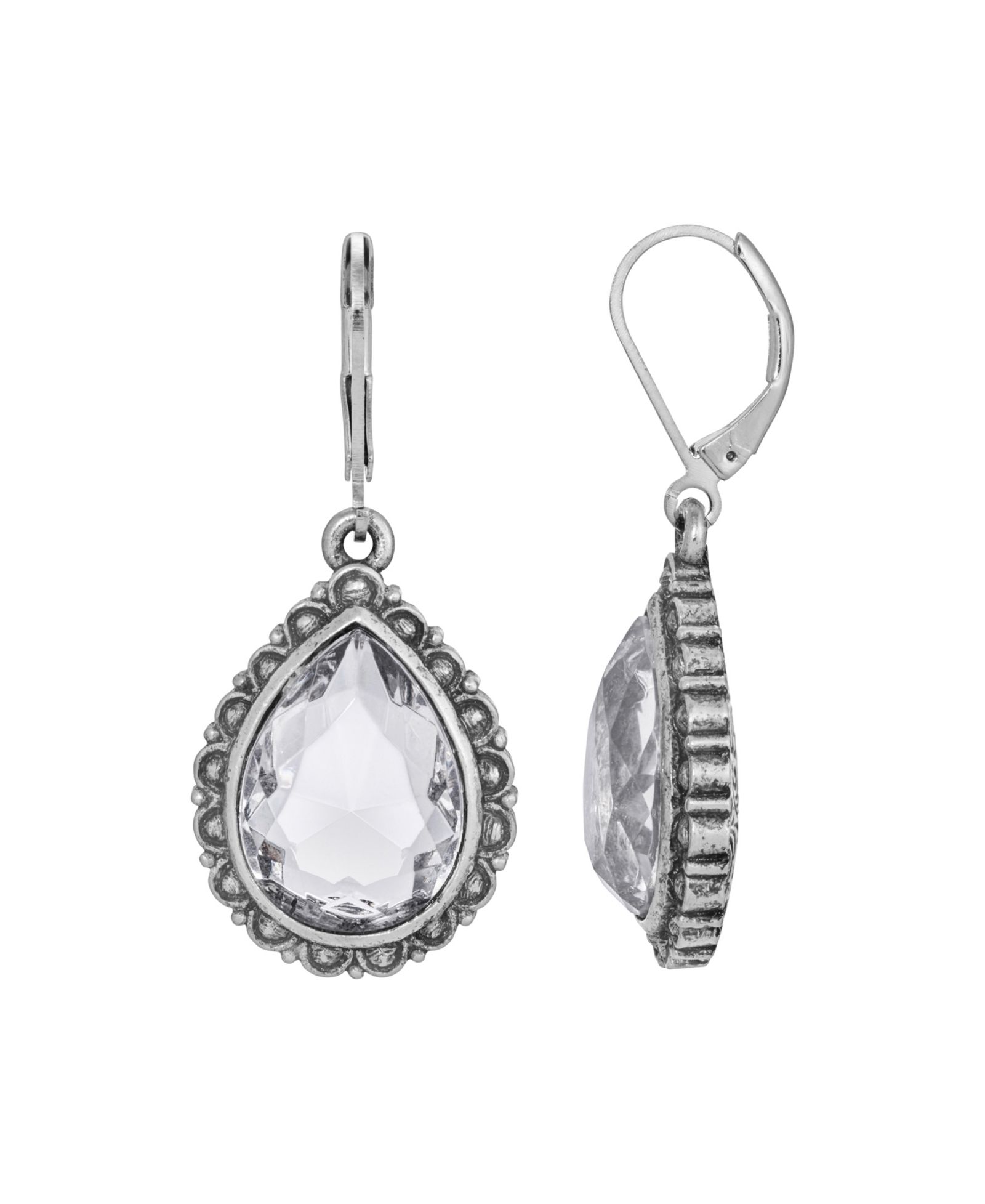 Серьги-капли 2028 Glass Silver-Tone Teardrop