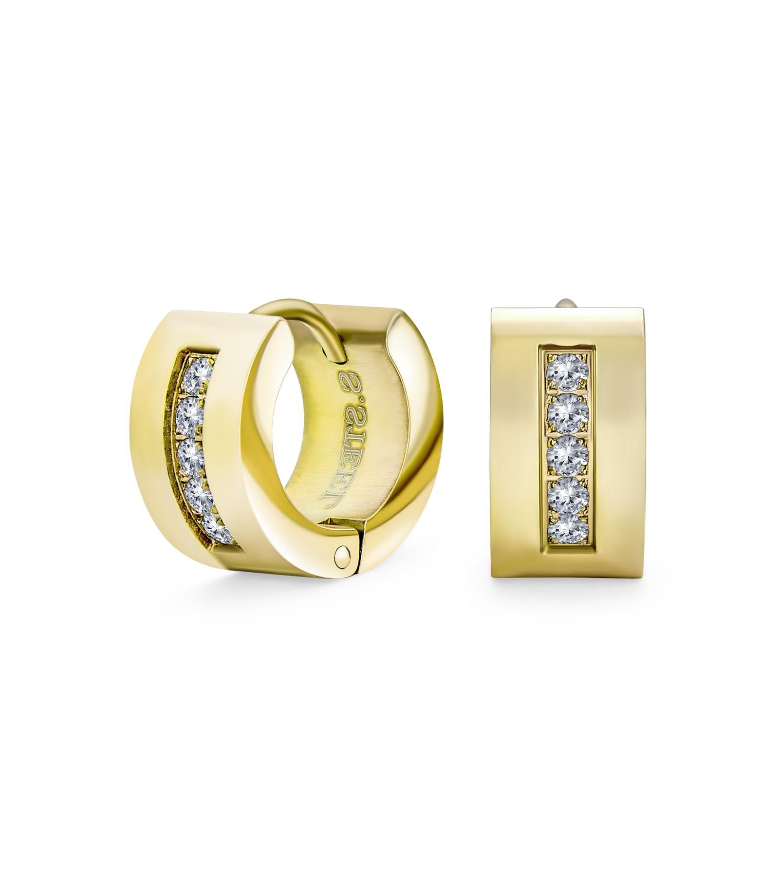 Серьги-кольца Bling Jewelry с кубическим цирконием, трёхрядные, хугги