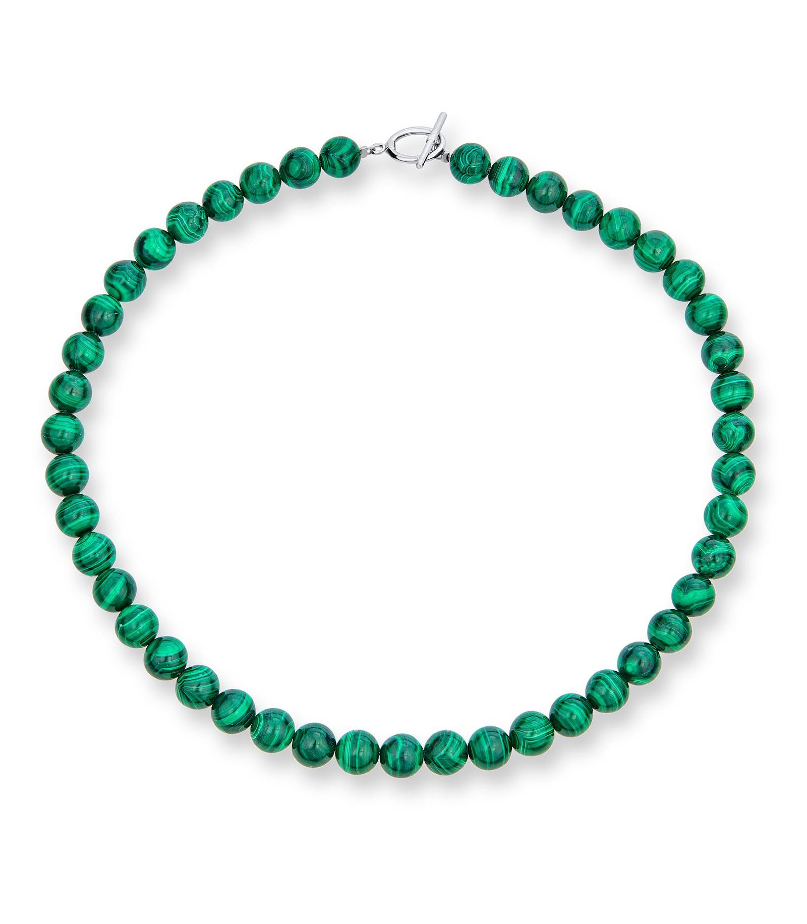Bling Jewelry Green Malachite Semi-Precious Ball Bead Necklace Beaded Toggle Clasp 18"