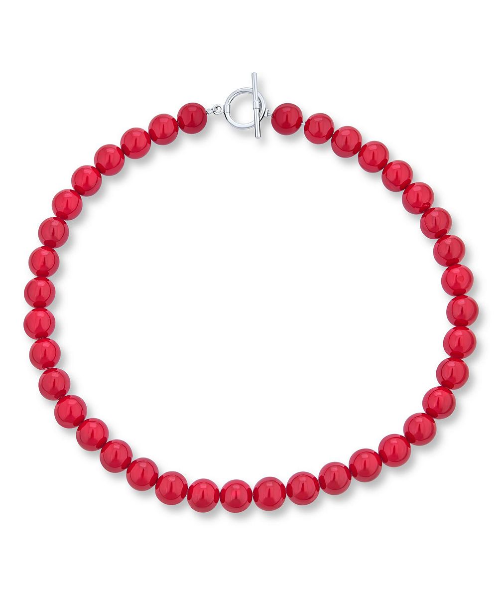Ожерелье Bling Jewelry Semi-Precious Natural Red Calcite Stone, 10MM бусины, 16-19 Inch
