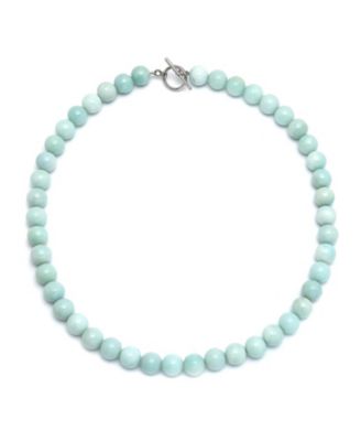 Bling Jewelry Green Amazonite Semi-Precious Ball Bead Necklace Beaded Toggle Clasp 17"