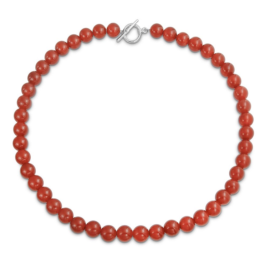 Ожерелье Bling Jewelry Semi-Precious Natural Red Carnelian Stone 10MM Bead Ball Strand
