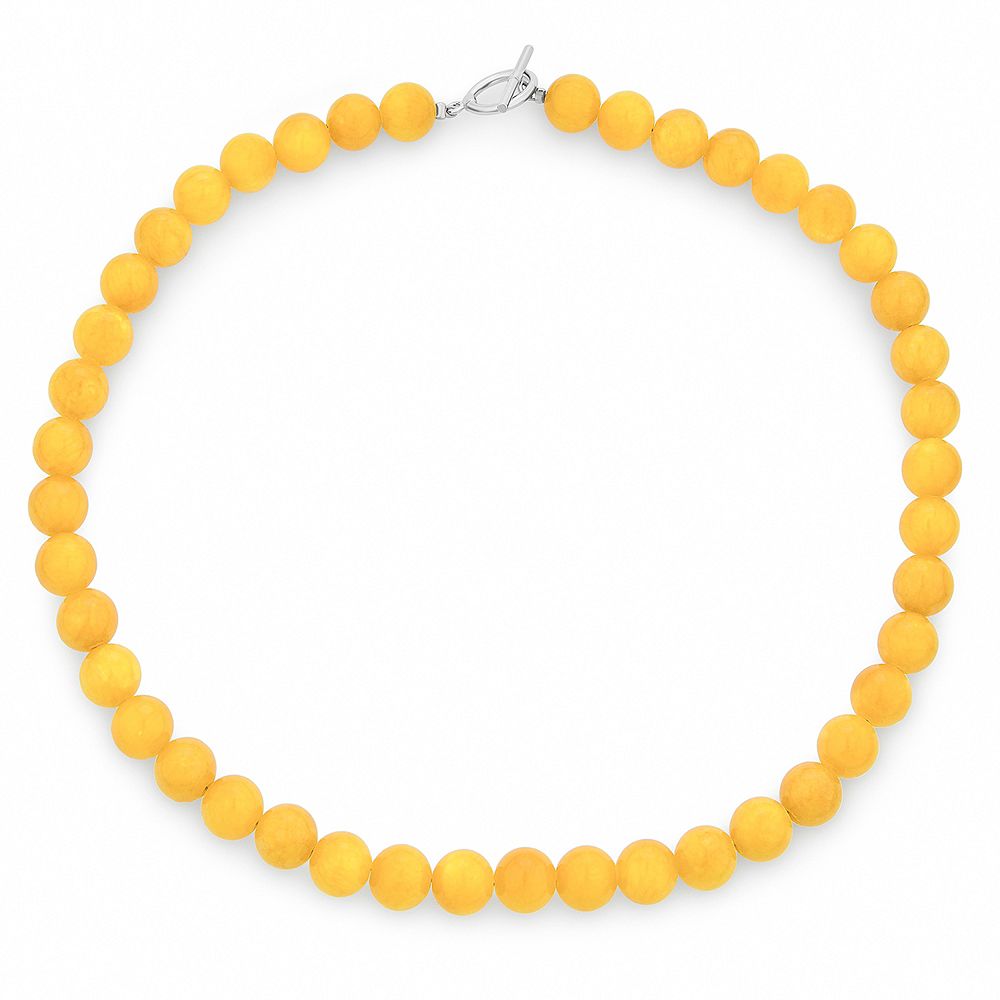 Bling Jewelry ожерелье-нитка из круглых бусин из синтетического яшмы 10MM, желто-оранжевого цвета, с серебряным покрытием и застежкой-тумблером