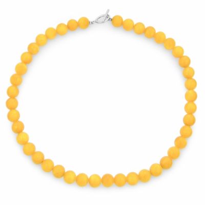 Bling Jewelry Yellow Jade Semi-Precious Ball Bead Strand Necklace Beaded Toggle Clasp 20"