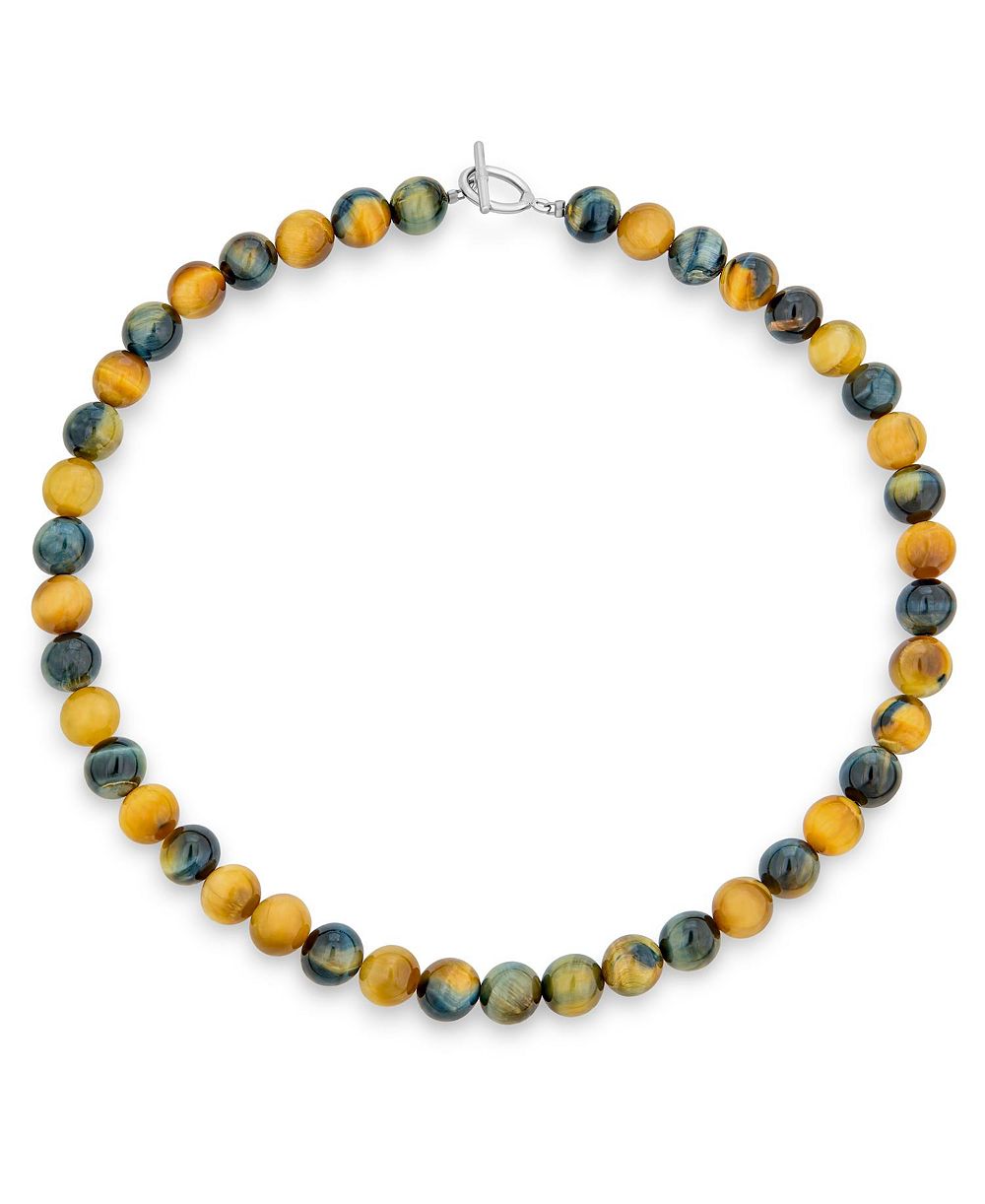 Bling Jewelry Mixed Semi-Precious Brown Sardonyx Ball Bead Necklace Toggle Clasp 16"
