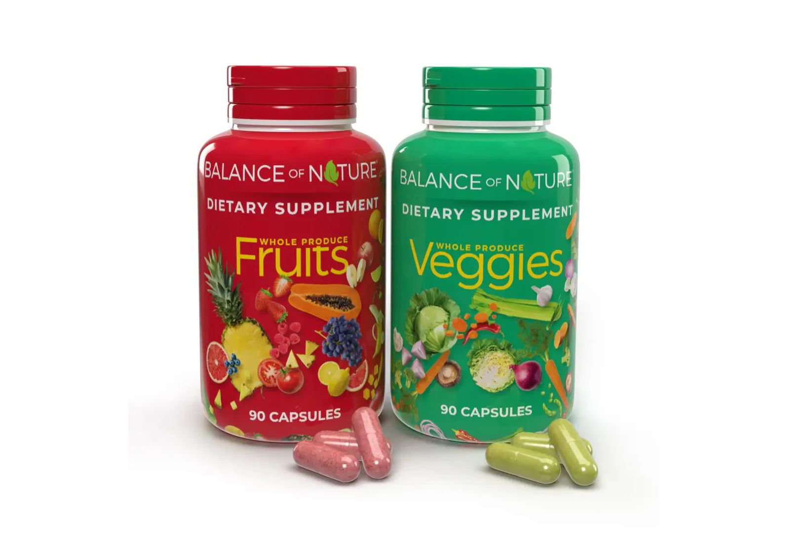 Добавка Balance of Nature Fruits & Veggies, 90 капсул с фруктами и 90 капсул с овощами