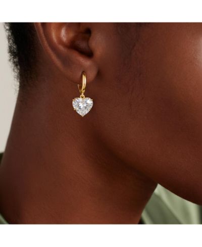 Joey Baby Gold-Tone Hoop Earrings with CZ Heart Charm