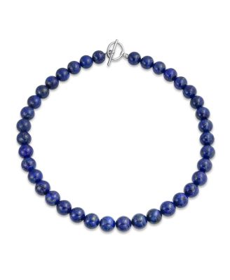 Bling Jewelry Semi-Precious Natural Lapis Lazuli Stone 10MM Bead Ball Strand Necklace 16-19 Inch