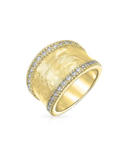 Bling Jewelry Современное кольцо с акцентом CZ и матовым покрытием