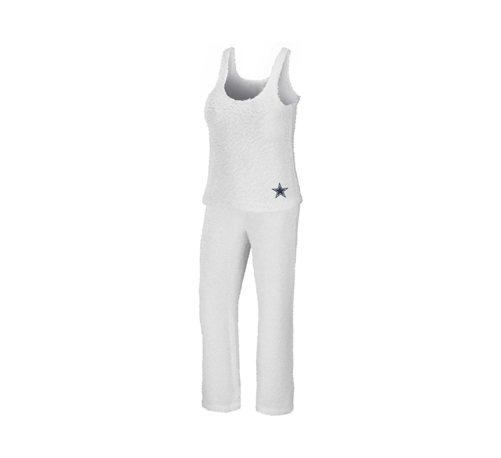 Women's WEAR by Erin Andrews Cream Dallas Cowboys Cozy Scoop Neck Tank Top and Pants Sleep Set