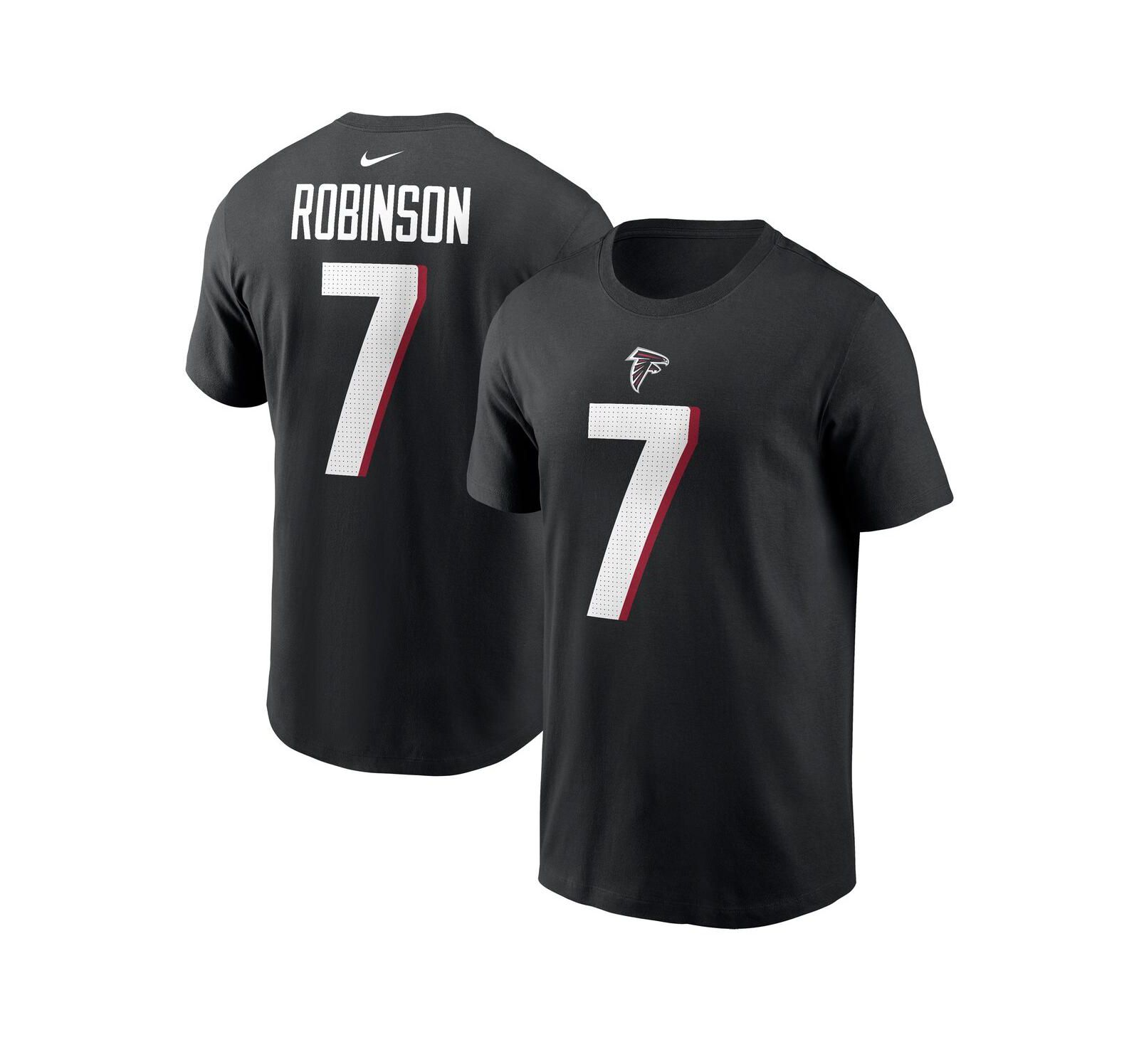 Men's Nike Bijan Robinson Black Atlanta Falcons 2023 NFL Draft First Round Pick Player Name and Number T-shirt