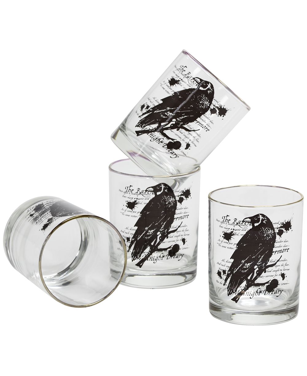 Culver набор стаканов DOF Spooky Raven, 14-Ounce 22 Carat Gold-Tone Rim, 4 шт.