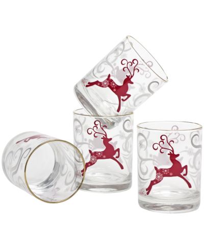 Набор из 4 стаканов Culver 14-Ounce 22 Carat Gold-Tone Rim DOF Reindeer Swirl