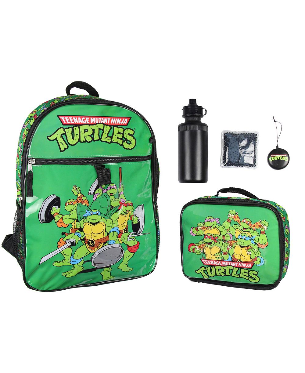 Teenage Mutant Ninja Turtles Team Leonardo Raphael Donatello Michelangelo 5 PC Backpack Lunch box Water Bottle 16."