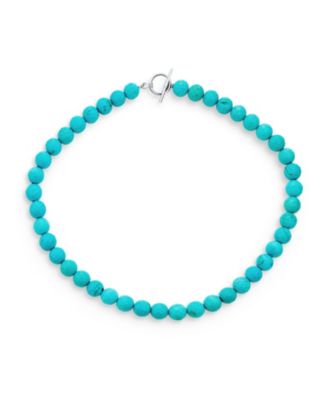 Bling Jewelry Faceted Turquoise Gemstone Ball Bead Strand Necklace Toggle Clasp 20"