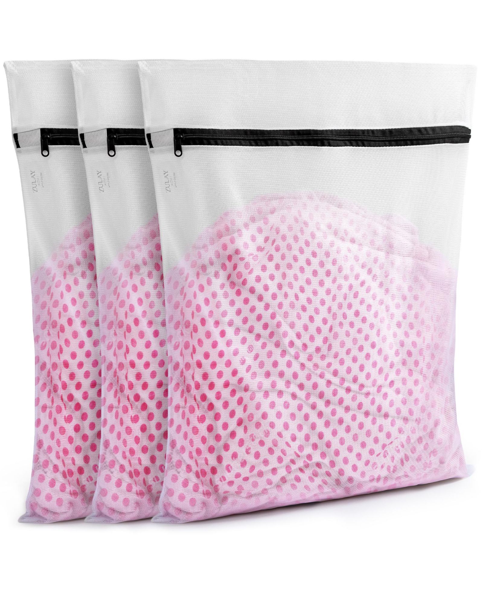 Zulay Kitchen Large Reusable 3 pack Mesh Laundry Bags for Delicates and Washing Machine