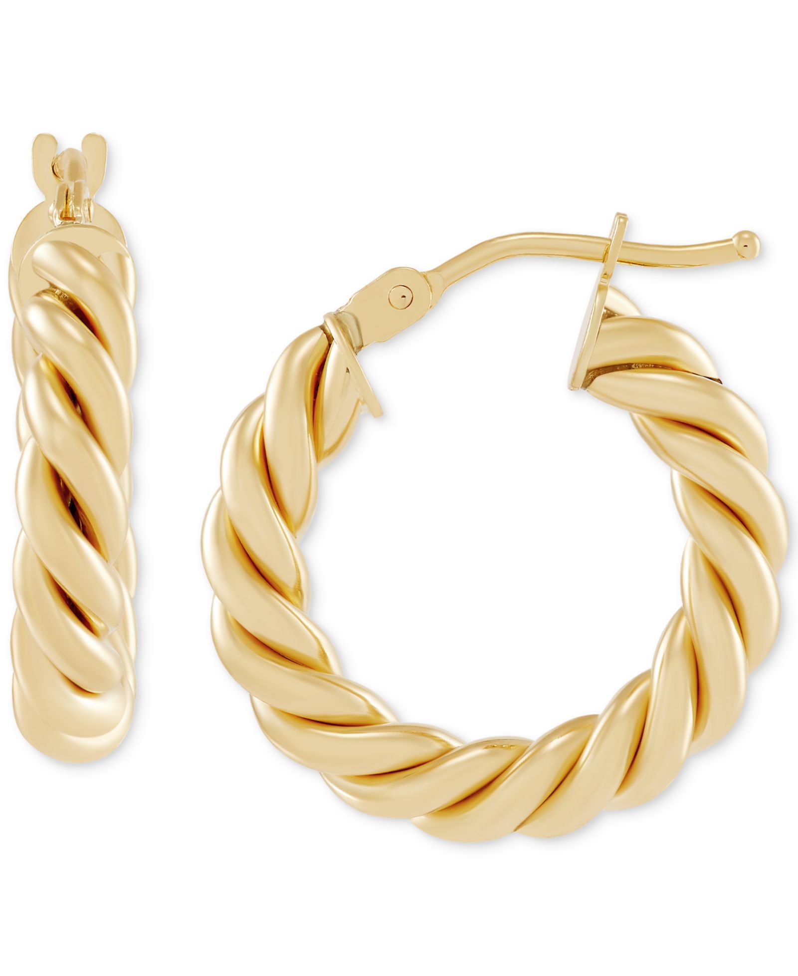 Серьги-кольца Italian Gold Twist-Style Tube Small Hoop Earrings из золота 10k, 3/4"